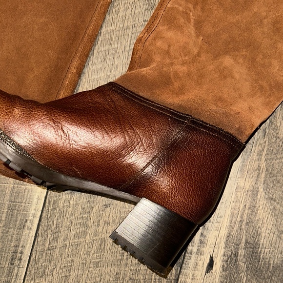 Brown Leather and Suede Knee-High Boots - Picture 2 of 4
